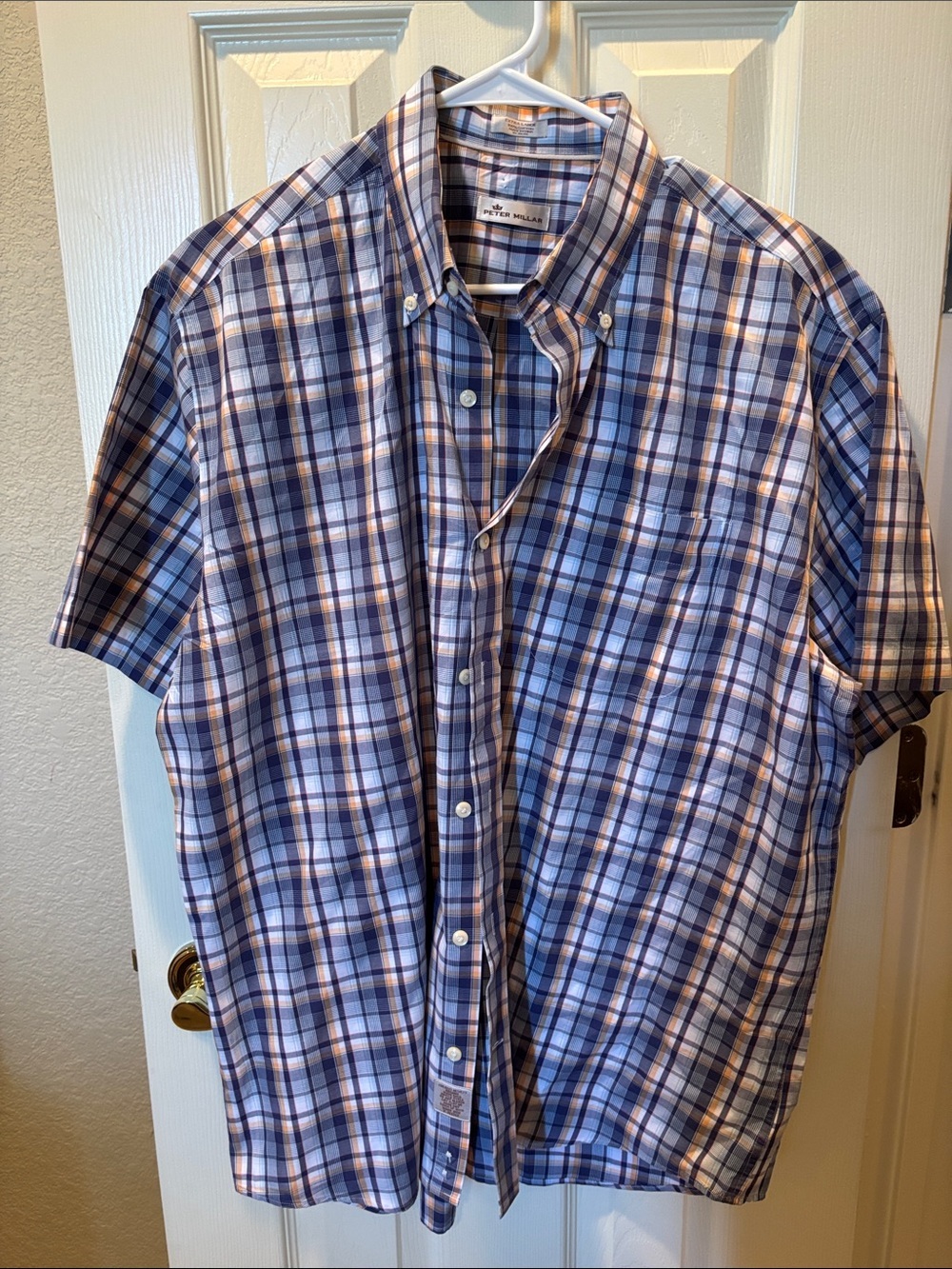 Peter Millar Men's Short Sleeve Plaid Button Down Shirt XL